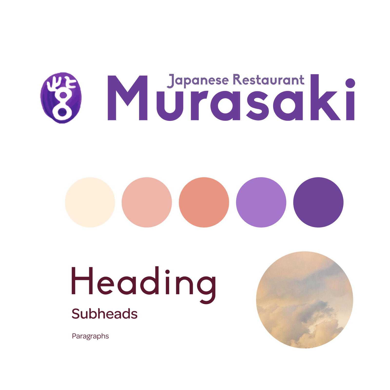 logo, colors, type, and imagery determine the new branding for Murasaki Japanese Restaurant.
