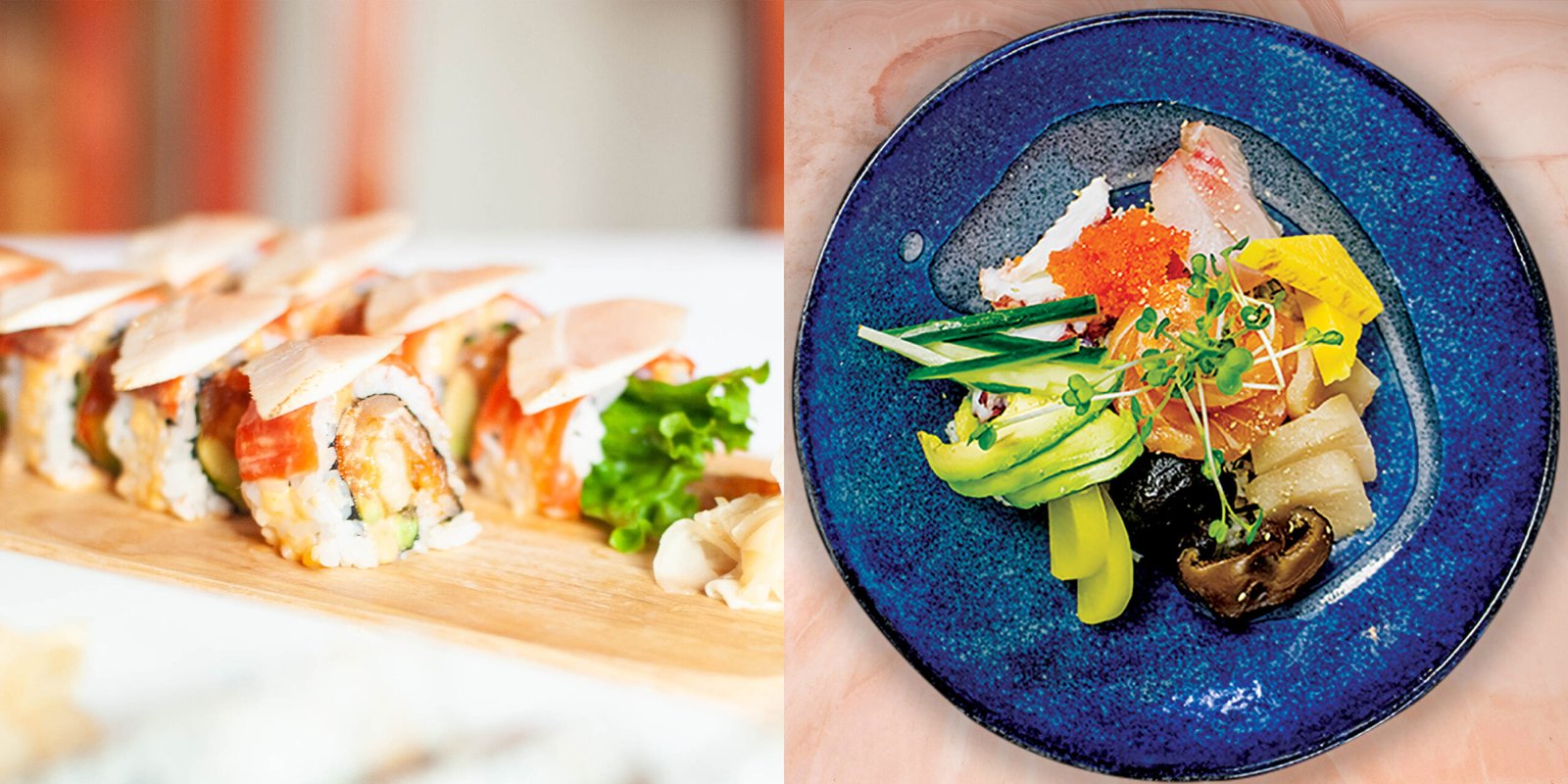 To showcase our photos, Murasaki Japanese Restaurant uses photos taken in natural light and with a simple background made of natural elements like marbles, wood, and slabs.