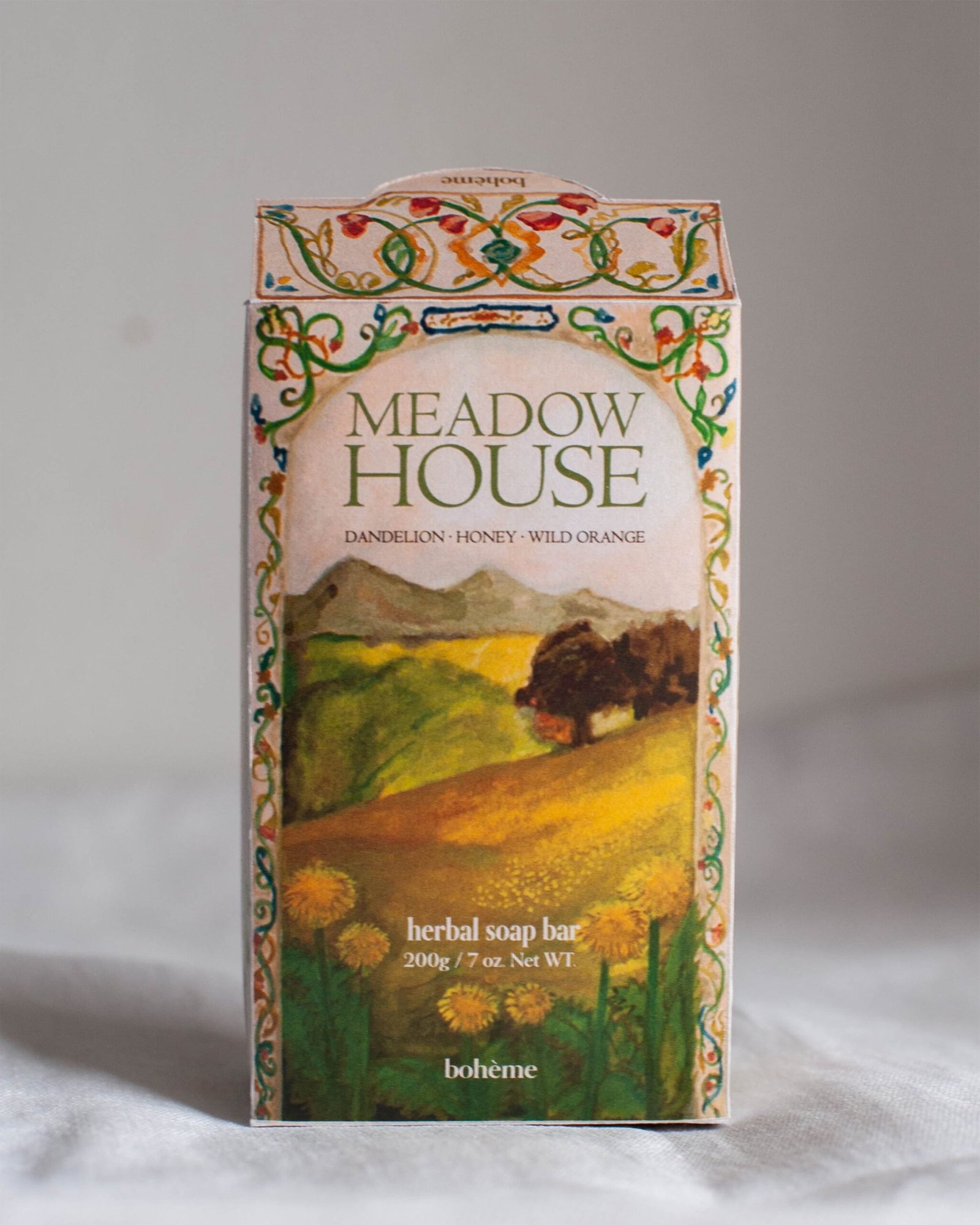 Meadow House Floral soap bar packaging design photos by studio hyejunahn