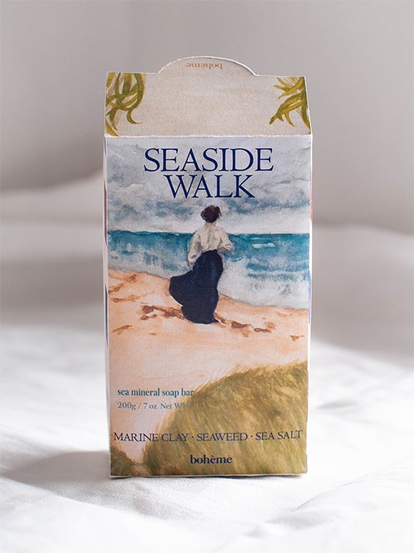 Seaside soap box package designed for boheme by studio hyejunahn